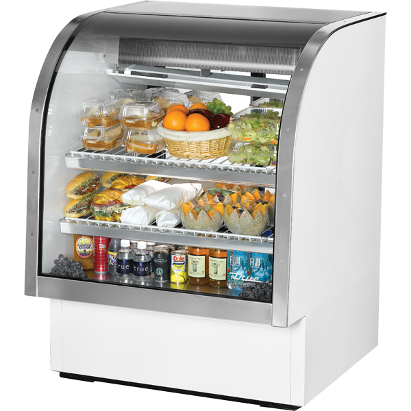 True TDM-DC-48-GE/GE-W-W Curved Glass, Glass End Dry Case with White Exterior and White Interior - view 4