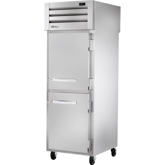 True STG1RPT-2HS-1S-HC Pass-Thru Solid Half Front/Solid Rear Swing Doors Refrigerator with Hydrocarbon Refrigerant