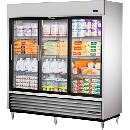 True TSD-69G-HC-LD Reach-In Glass Slide Door Refrigerator with Hydrocarbon Refrigerant and LED Lighting