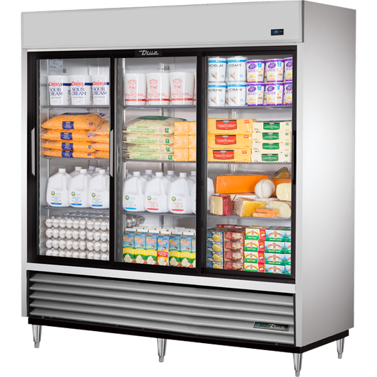 True TSD-69G-HC-LD Reach-In Glass Slide Door Refrigerator with Hydrocarbon Refrigerant and LED Lighting