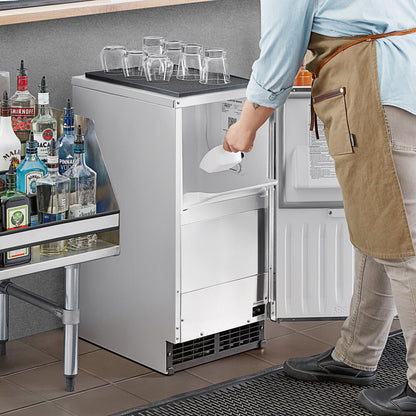 Hoshizaki C-80BAJ-AD 14 7/8" ADA Compliant Air-Cooled Undercounter Cubelet Ice Machine with 22 lb. Storage - 80 lb./Day