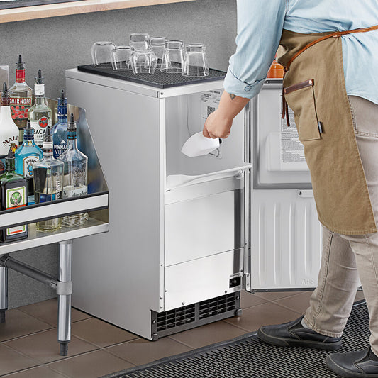 Hoshizaki C-80BAJ-AD 14 7/8" ADA Compliant Air-Cooled Undercounter Cubelet Ice Machine with 22 lb. Storage - 80 lb./Day