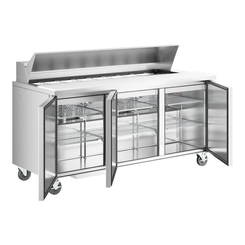 True TSSU-72-18-HC 72 3/8" 3 Door Refrigerated Sandwich Prep Table