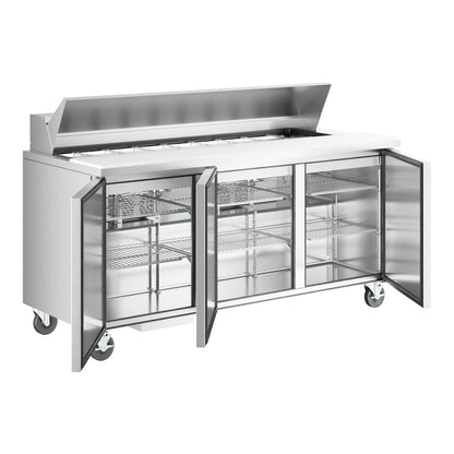 True TSSU-72-18-HC 72 3/8" 3 Door Refrigerated Sandwich Prep Table