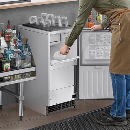 Hoshizaki AM-50BAK-AD 14 7/8" ADA Compliant Air-Cooled Undercounter Top Hat Cube Ice Machine with 27 lb. Storage - 54 lb./Day