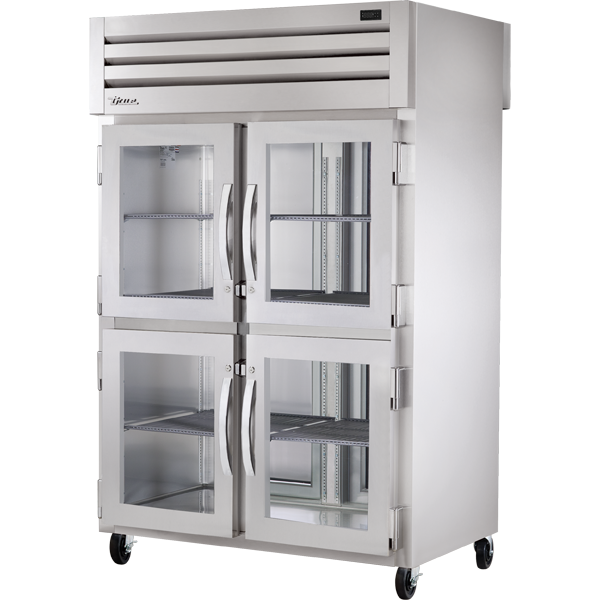 True STG2RPT-4HG-2S-HC Pass-Thru Glass Half Front/Solid Rear Swing Doors Refrigerator with Hydrocarbon Refrigerant