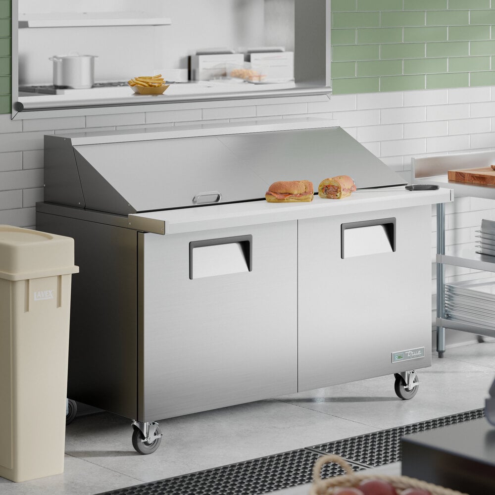 True TSSU-60-24M-B-ST-HC 60 3/8" 2 Door Mega Top Refrigerated Sandwich Prep Table