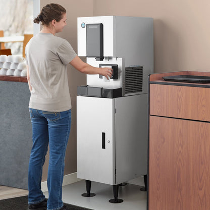 Hoshizaki DCM-271BAK-OS Opti-Serve 16 5/8" ADA-Compliant Air-Cooled Hands-Free Cubelet Ice Maker and Water Dispenser with Floor Stand and 10 lb. Storage - 286 lb./Day