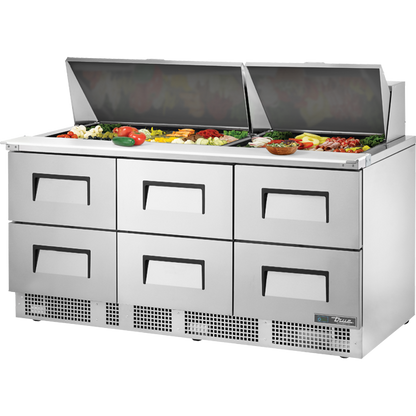 True TFP-72-30M-D-6-HC Drawered Food Prep Unit with Hydrocarbon Refrigerant