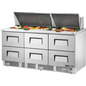 True TFP-72-30M-D-6-HC Drawered Food Prep Unit with Hydrocarbon Refrigerant