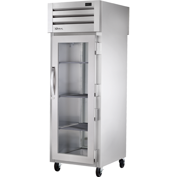 True STG1RPT-1G-1S-HC Pass-Thru Glass Front/Solid Rear Swing Doors Refrigerator with Hydrocarbon Refrigerant