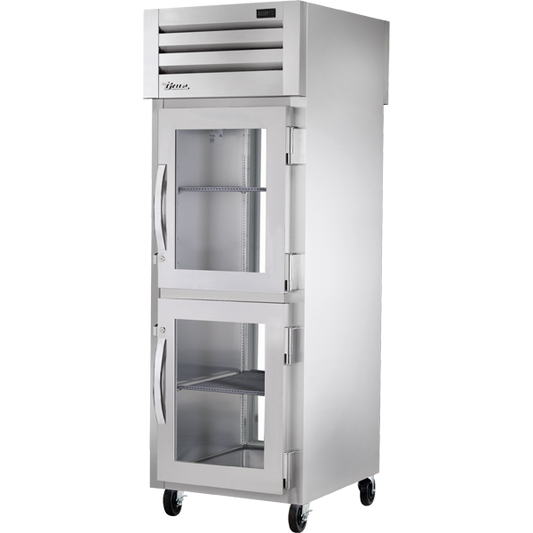 True STG1RPT-2HG-1G-HC Pass-Thru Half Glass Front/Glass Rear Swing Doors Refrigerator with Hydrocarbon Refrigerant