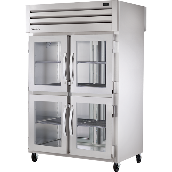 True STA2RPT-4HG-2S-HC Pass-Thru Glass Half Front/Solid Rear Swing Doors Refrigerator with Hydrocarbon Refrigerant