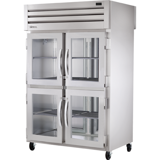 True STA2RPT-4HG-2S-HC Pass-Thru Glass Half Front/Solid Rear Swing Doors Refrigerator with Hydrocarbon Refrigerant