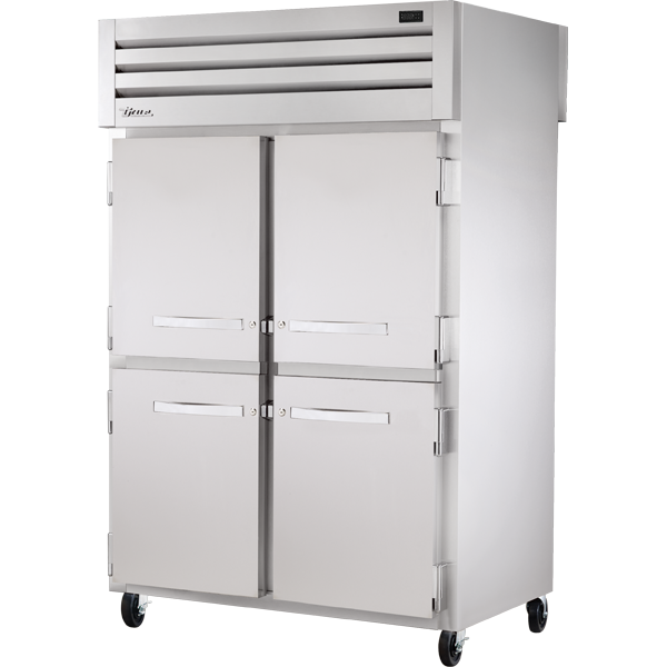True STG2RPT-4HS-2G-HC Pass-Thru Solid Half Front/Glass Rear Swing Doors Refrigerator with Hydrocarbon Refrigerant