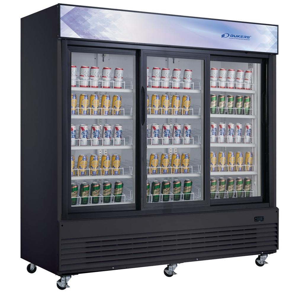 Dukers DSM-68SR Commercial Glass Sliding 3-Door Merchandiser Refrigerator image 1