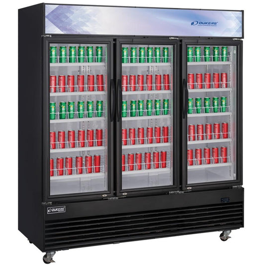 Dukers DSM-69R Commercial Glass Swing 3-Door Merchandiser Refrigerator image 1