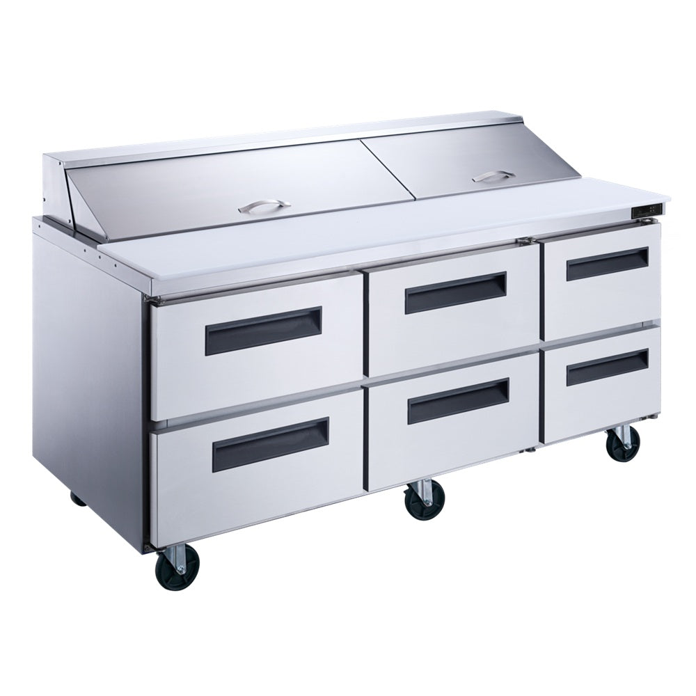 Dukers DSP72-18-D6 6-Drawer Commercial Food Prep Table Refrigerator in Stainless Steel image 1