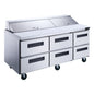 Dukers DSP72-18-D6 6-Drawer Commercial Food Prep Table Refrigerator in Stainless Steel image 1