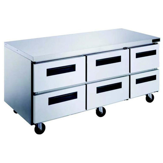 Dukers DUC72R-D6 6-Drawer Undercounter Commercial Refrigerator in Stainless Steel image 1