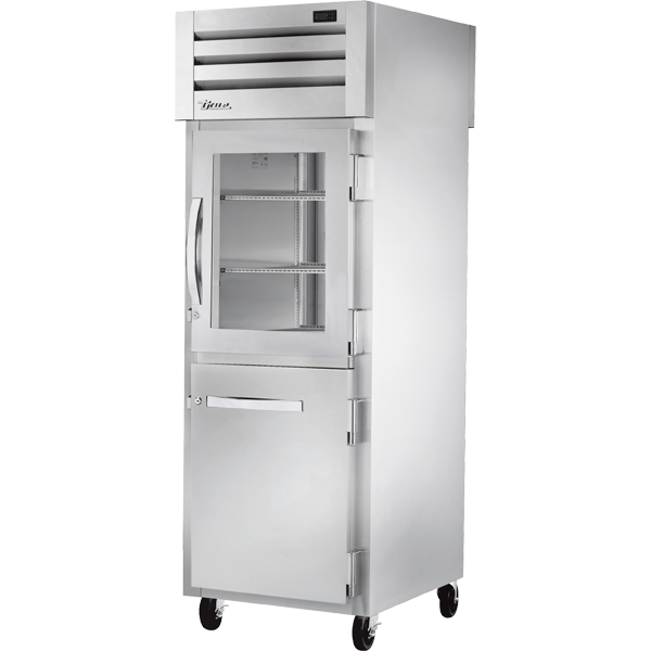 True STA1RPT-1HG/1HS-1S-HC Pass-Thru Combination Half Front/Solid Rear Swing Doors Refrigerator with Hydrocarbon Refrigerant