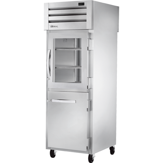 True STA1RPT-1HG/1HS-1S-HC Pass-Thru Combination Half Front/Solid Rear Swing Doors Refrigerator with Hydrocarbon Refrigerant