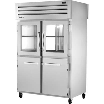 True STA2RPT-2HG/2HS-2G-HC Pass-Thru Combination Half Front/Glass Rear Swing Doors Refrigerator with Hydrocarbon Refrigerant