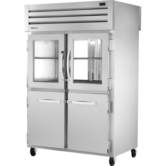 True STA2RPT-2HG/2HS-2G-HC Pass-Thru Combination Half Front/Glass Rear Swing Doors Refrigerator with Hydrocarbon Refrigerant