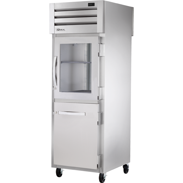 True STG1RPT-1HG/1HS-1S-HC Pass-Thru Combination Half Front/Solid Rear Swing Doors Refrigerator with Hydrocarbon Refrigerant