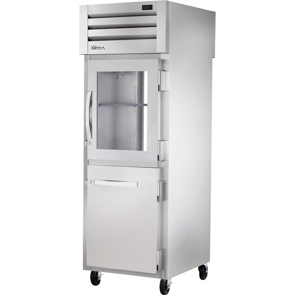 True STR1RPT-1HG/1HS-1G-HC Pass-Thru Combination Half Front/Glass Rear Swing Doors Refrigerator with Hydrocarbon Refrigerant