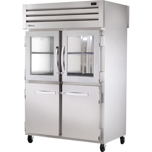 True STR2RPT-2HG/2HS-2S-HC Pass-Thru Combination Half Front/Solid Rear Swing Doors Refrigerator with Hydrocarbon Refrigerant