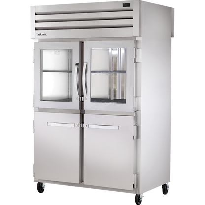 True STR2RPT-2HG/2HS-2S-HC Pass-Thru Combination Half Front/Solid Rear Swing Doors Refrigerator with Hydrocarbon Refrigerant