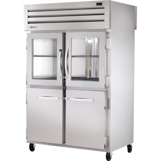 True STR2RPT-2HG/2HS-2S-HC Pass-Thru Combination Half Front/Solid Rear Swing Doors Refrigerator with Hydrocarbon Refrigerant