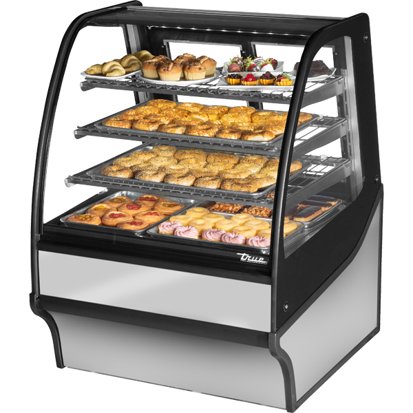 True TDM-DC-36-GE/GE-S-S Curved Glass, Glass End Dry Case with Stainless Exterior and Stainless Interior