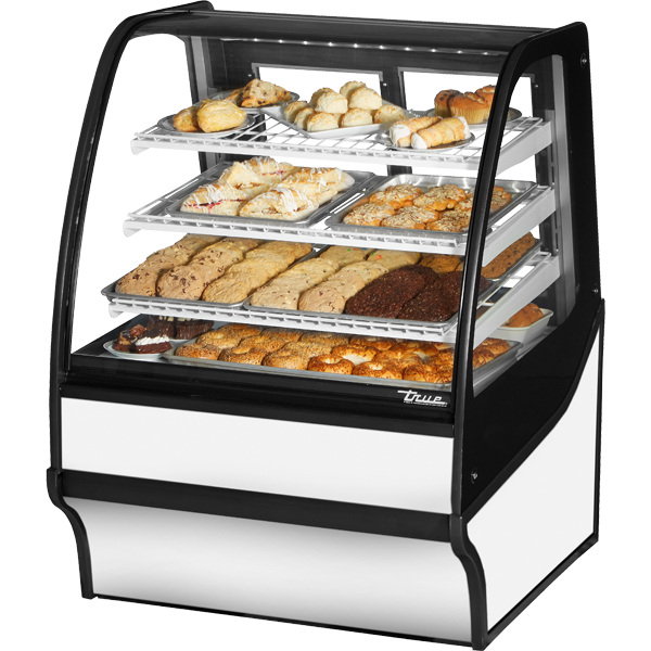 True TDM-DC-36-GE/GE-W-W Curved Glass, Glass End Dry Case with White Exterior and White Interior