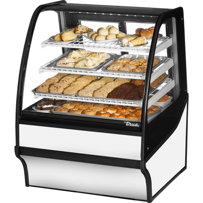 True TDM-DC-36-GE/GE-W-W Curved Glass, Glass End Dry Case with White Exterior and White Interior