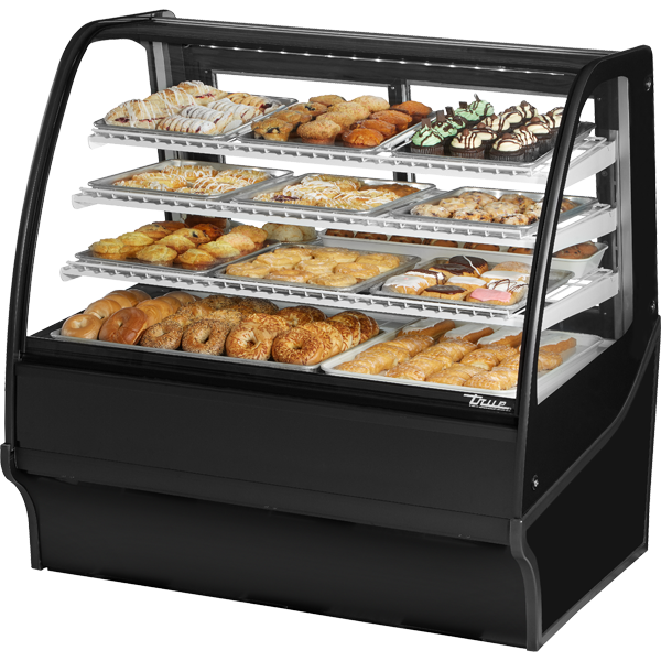 True TDM-DC-48-GE/GE-B-W Curved Glass, Glass End Dry Case with Black Exterior and White Interior