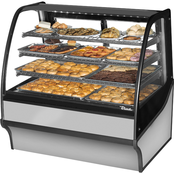 True TDM-DC-59-GE/GE-B-W Curved Glass, Glass End Dry Case with Black Exterior and White Interior - view 2