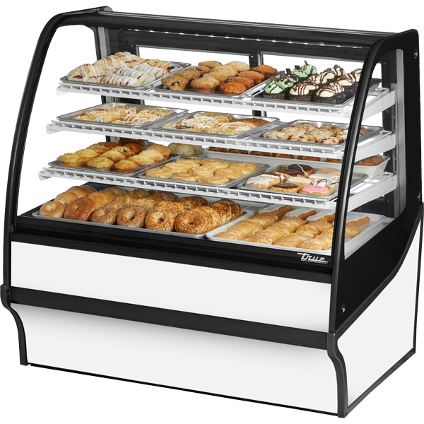 True TDM-DC-48-GE/GE-W-W Curved Glass, Glass End Dry Case with White Exterior and White Interior