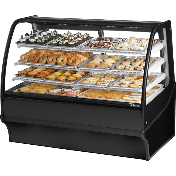 True TDM-DC-59-GE/GE-B-W Curved Glass, Glass End Dry Case with Black Exterior and White Interior