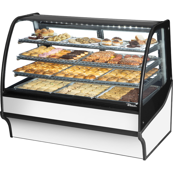 True TDM-DC-59-GE/GE-S-W Curved Glass, Glass End Dry Case with Stainless Exterior and White Interior