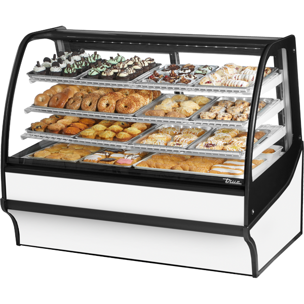 True TDM-DC-59-GE/GE-W-W Curved Glass, Glass End Dry Case with White Exterior and White Interior