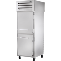 True STR1RPT-2HS-1G-HC Pass-Thru Solid Half Front/Glass Rear Swing Doors Refrigerator with Hydrocarbon Refrigerant