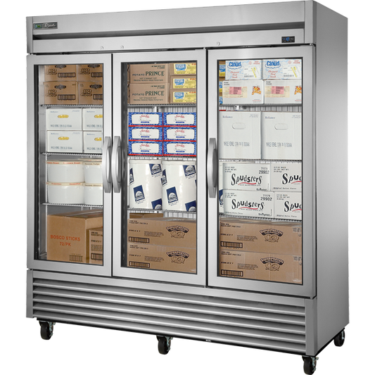 True TS-72FG-HC~FGD01 Reach-In Glass Swing Door Stainless Steel Freezer with Hydrocarbon Refrigerant