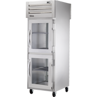 True STR1RPT-2HG-1S-HC Pass-Thru Half Glass Front/Solid Rear Swing Doors Refrigerator with Hydrocarbon Refrigerant