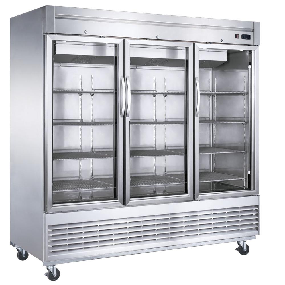 Dukers D83R-GS3 Bottom Mount Glass 3-Door Commercial Reach-in Refrigerator image 1