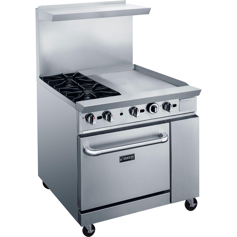 Dukers DCR36-2B24GM 36" Gas Range with Two (2) Open Burners & 24" Griddle image 1