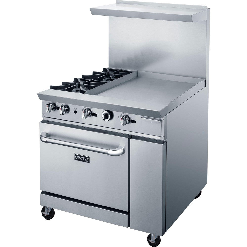 Dukers DCR36-2B24GM 36" Gas Range with Two (2) Open Burners & 24" Griddle image 3