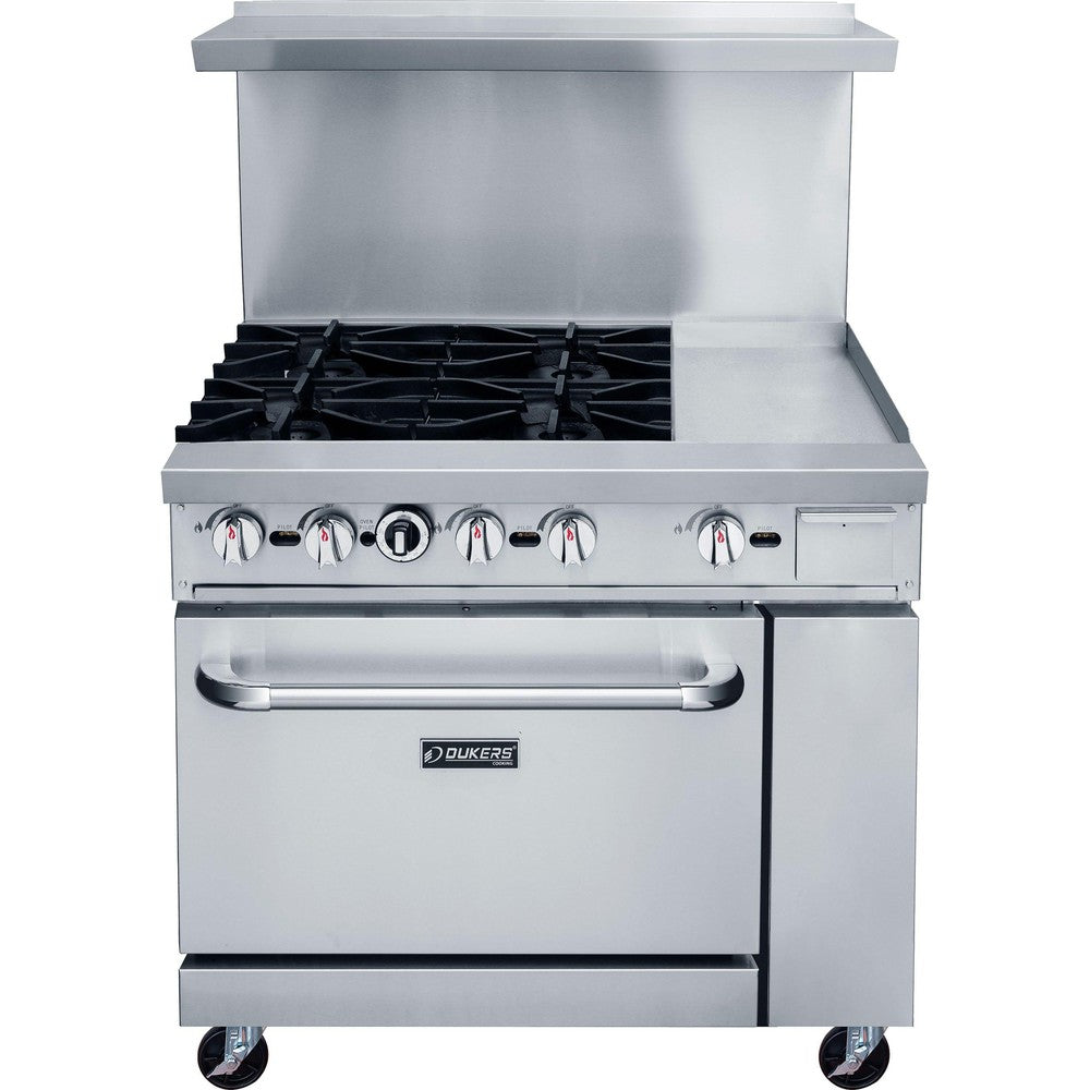 Dukers DCR36-4B12GM 36" Gas Range with Four (4) Open Burners & 12" Griddle image 2