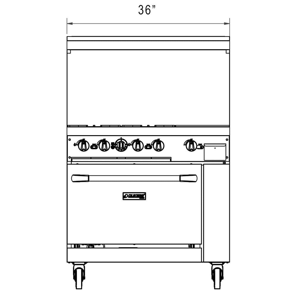 Dukers DCR36-4B12GM 36" Gas Range with Four (4) Open Burners & 12" Griddle image 4